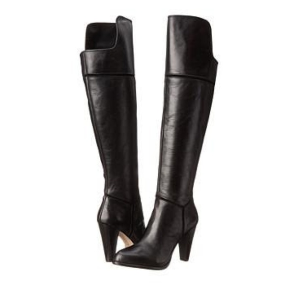 Leather Over the Knee Black Boot - Picture 1 of 8